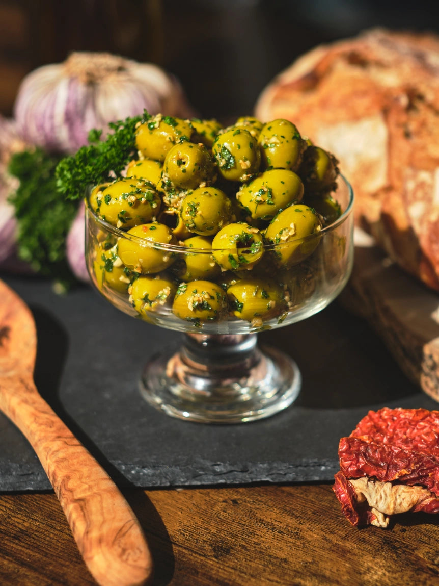 Olives vertes dénoyautées ail et persil